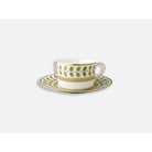 Bernardaud Tea cup and saucer 5 oz, Limoges porcelain, Constance collection, on a white background