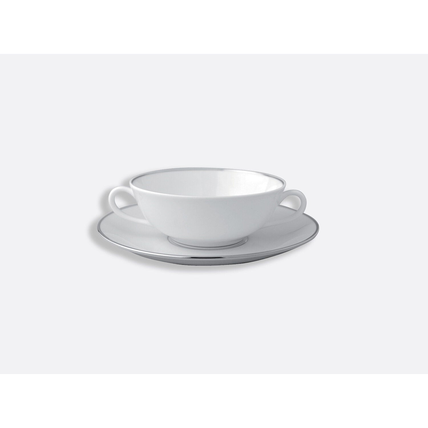 Bernardaud Cream cup and saucer 5", Limoges porcelain, Cristal collection, on a white background