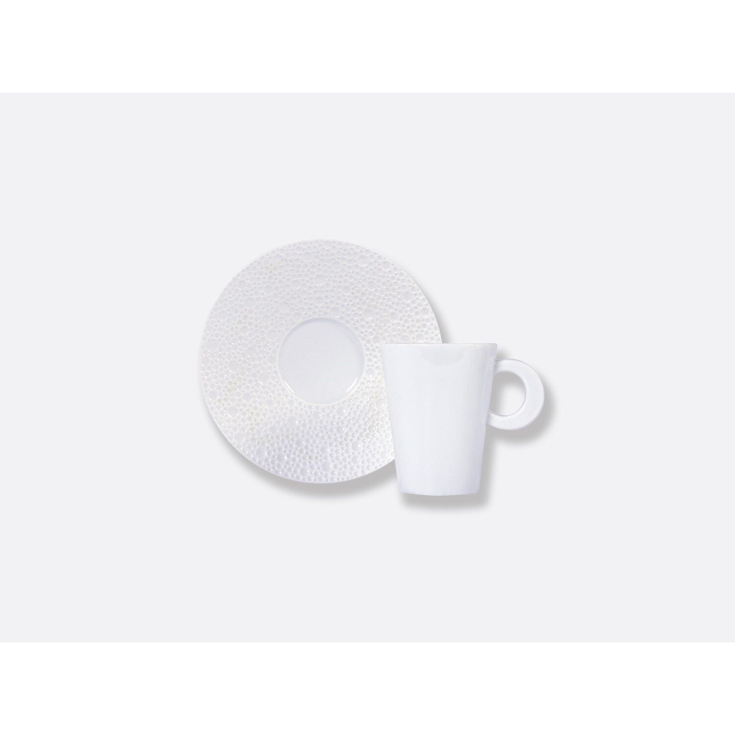 Bernardaud Espresso cup and saucer 2 oz, Limoges porcelain, Ecume collection, on a white background