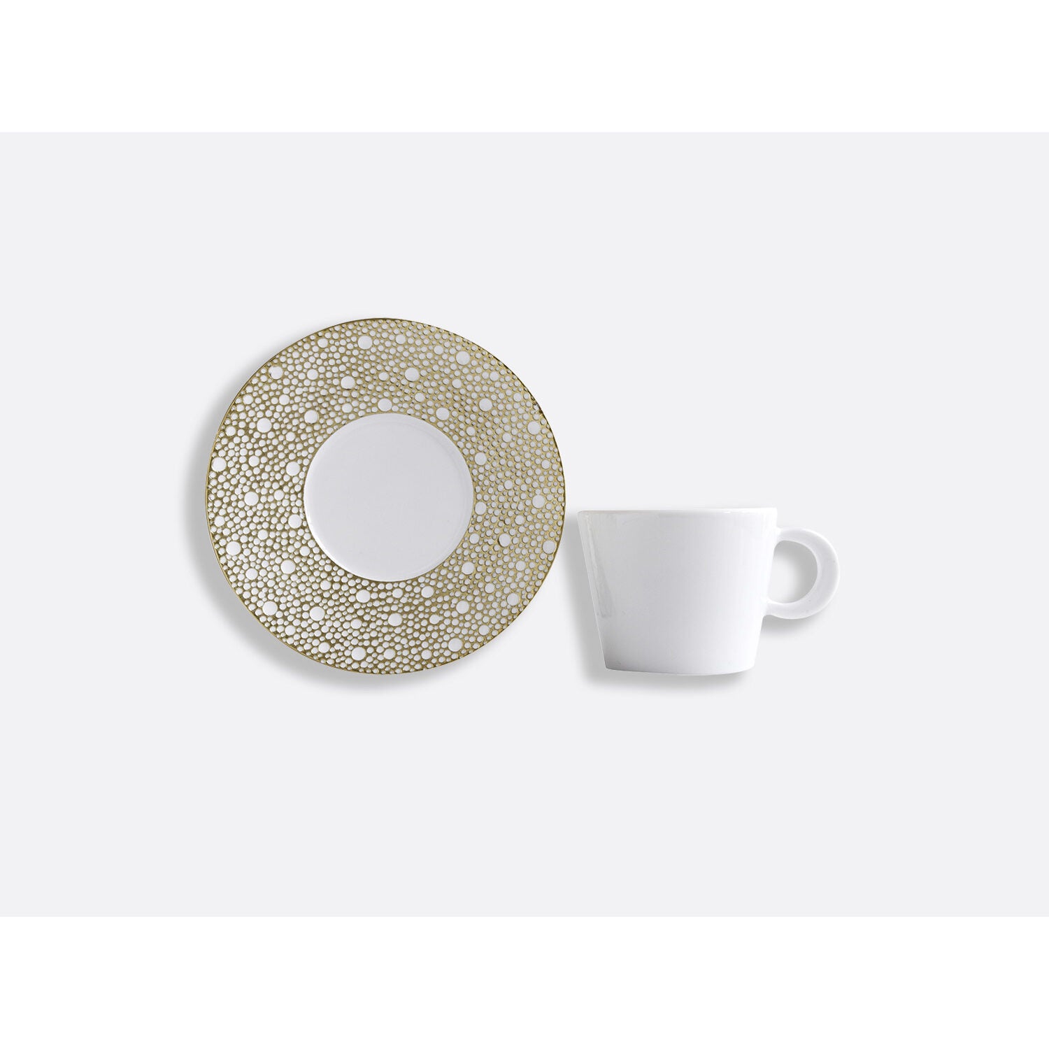 Bernardaud Tea cup and saucer gift box - 5.7 oz, Limoges porcelain, Ecume Mordoré collection, detail view