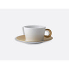 Bernardaud Breakfast cup and saucer 9 oz, Limoges porcelain, Ecume Or collection, on a white background