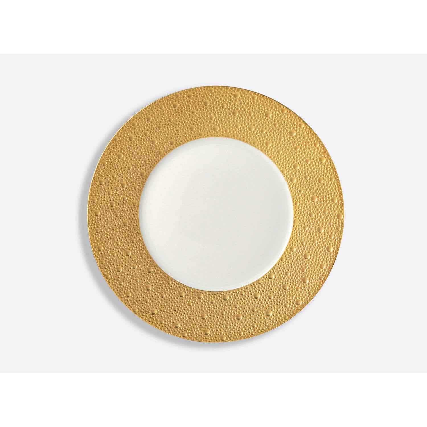 Bernardaud Plate 10.5", Limoges porcelain, Ecume Or collection, on a white background