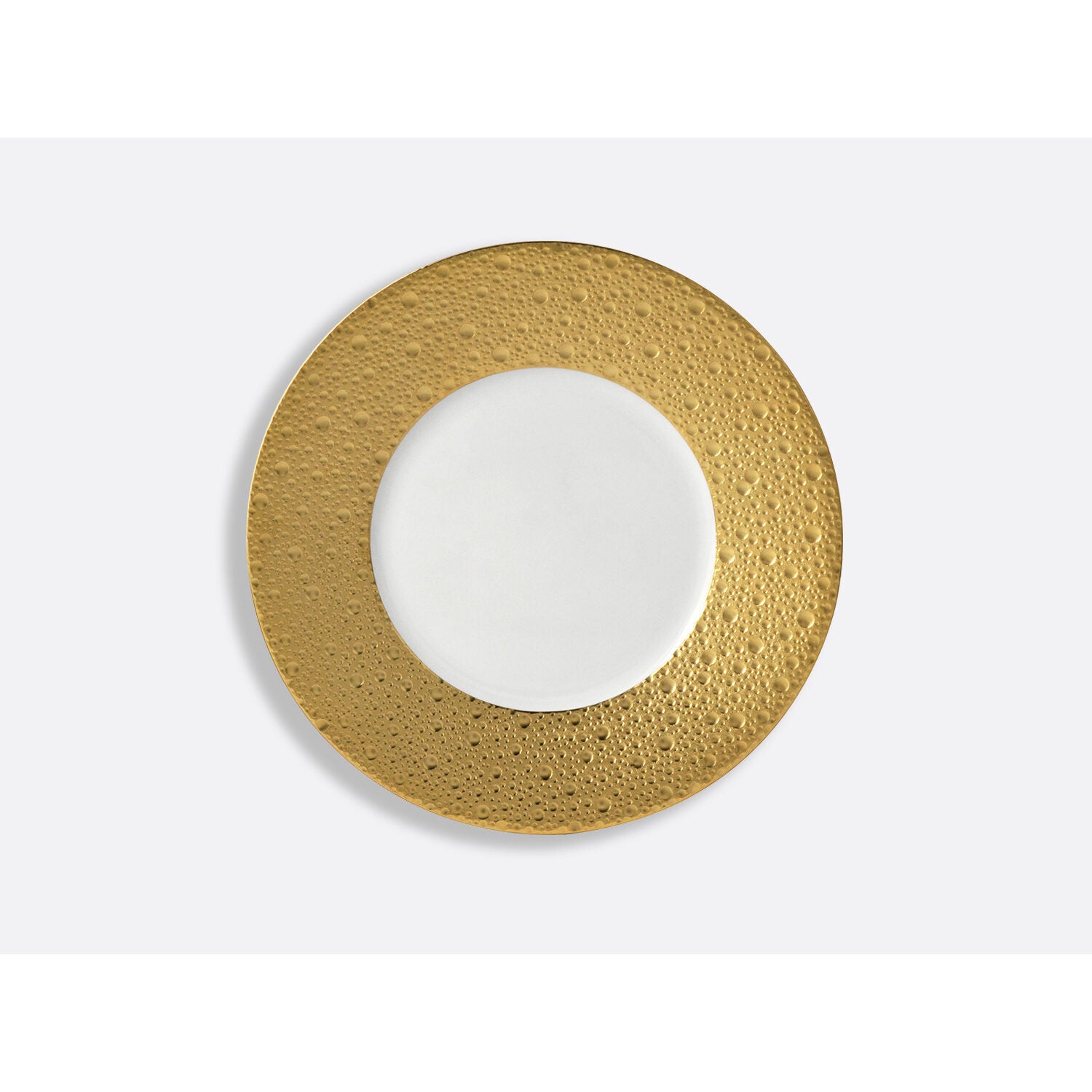 Bernardaud Plate 8.5", Limoges porcelain, Ecume Or collection, on a white background