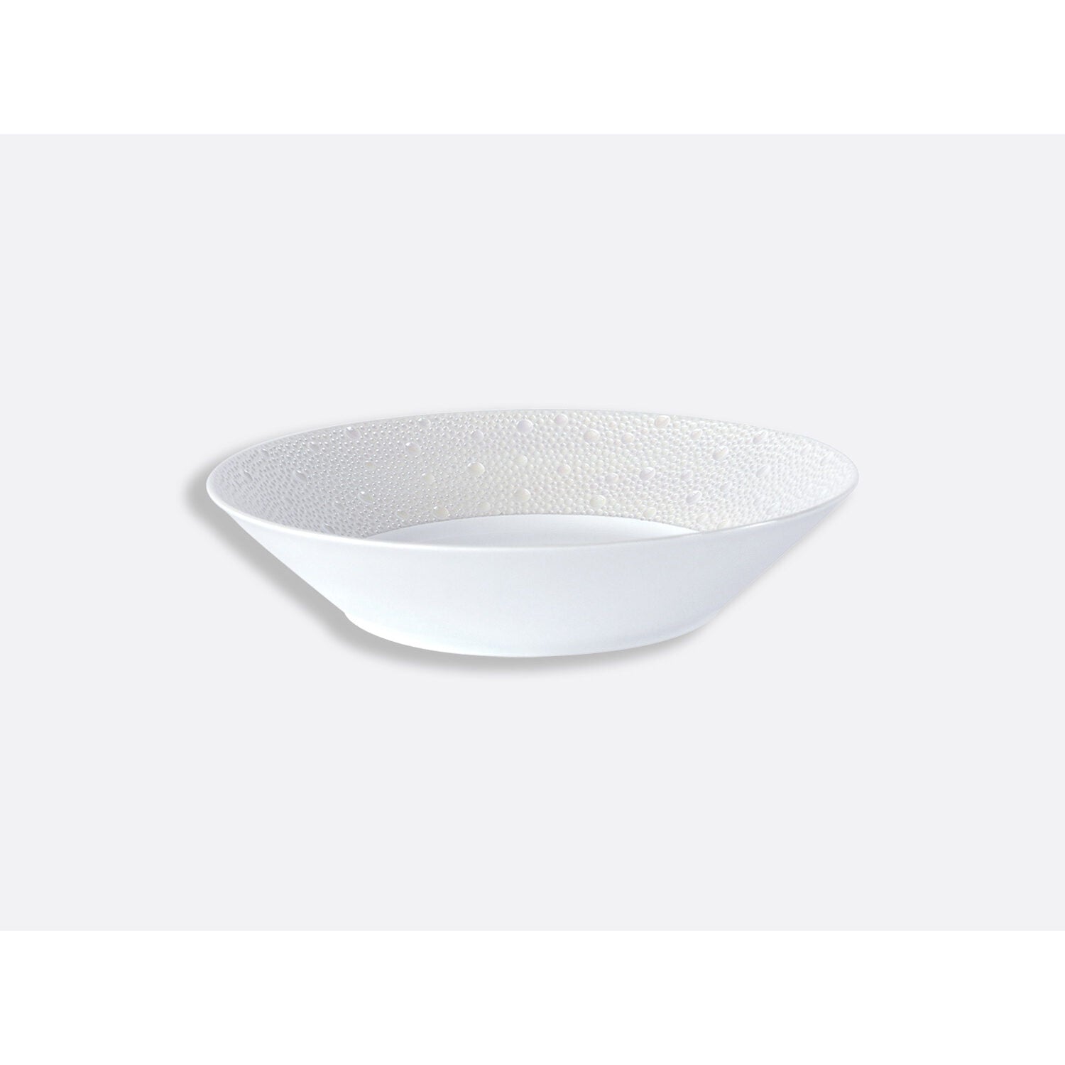 Bernardaud Open vegetable dish, Limoges porcelain, Écume Perle collection, detail view