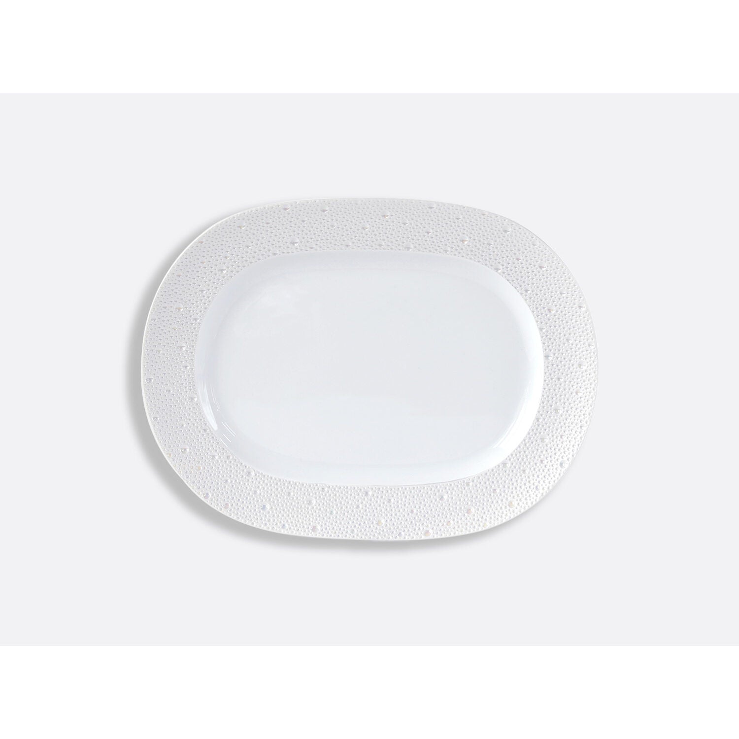 Bernardaud Oval platter 12", Limoges porcelain, Écume Perle collection, on a white background