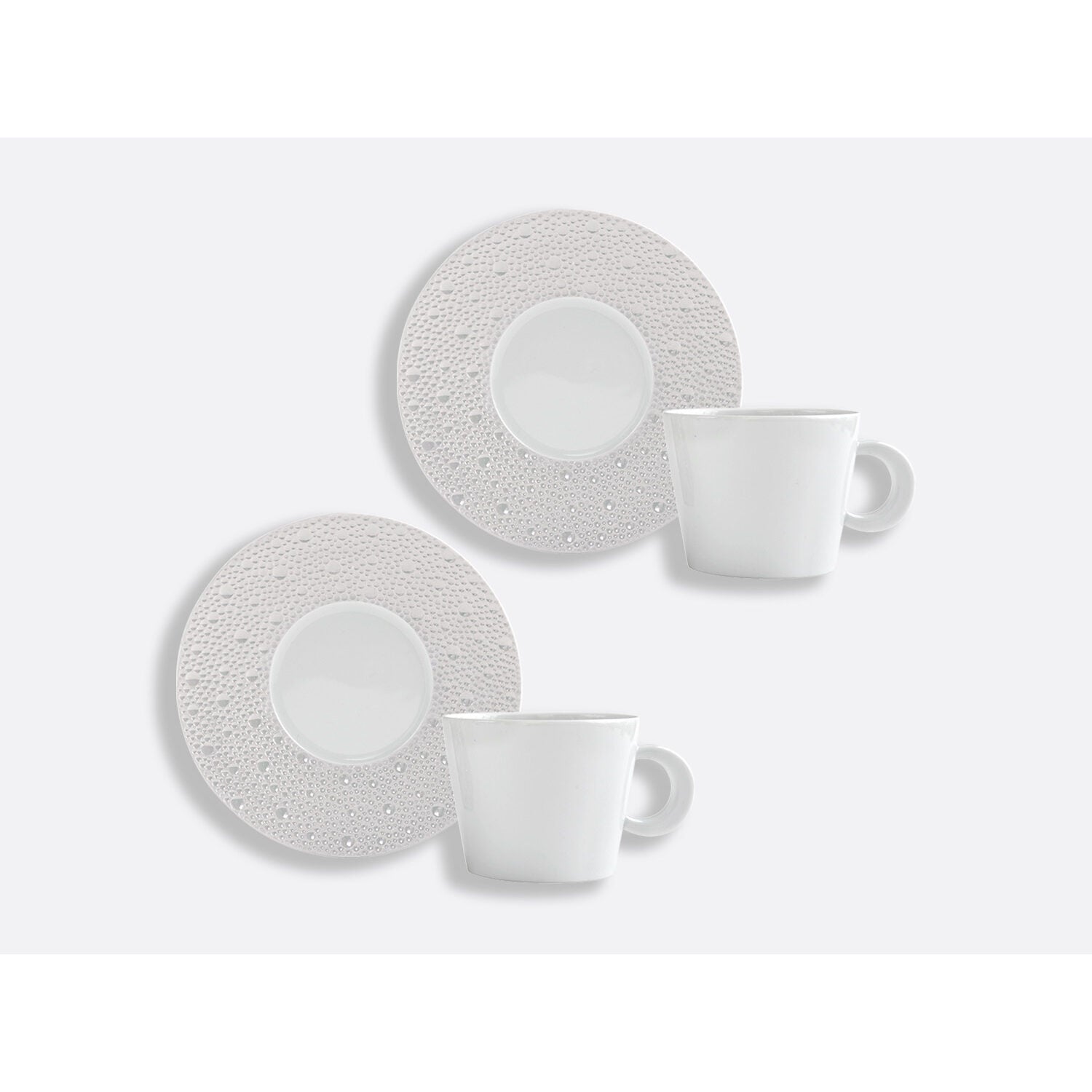 Bernardaud Set of tea cups and saucers 5.7 oz, Limoges porcelain, Écume Perle collection, detail view