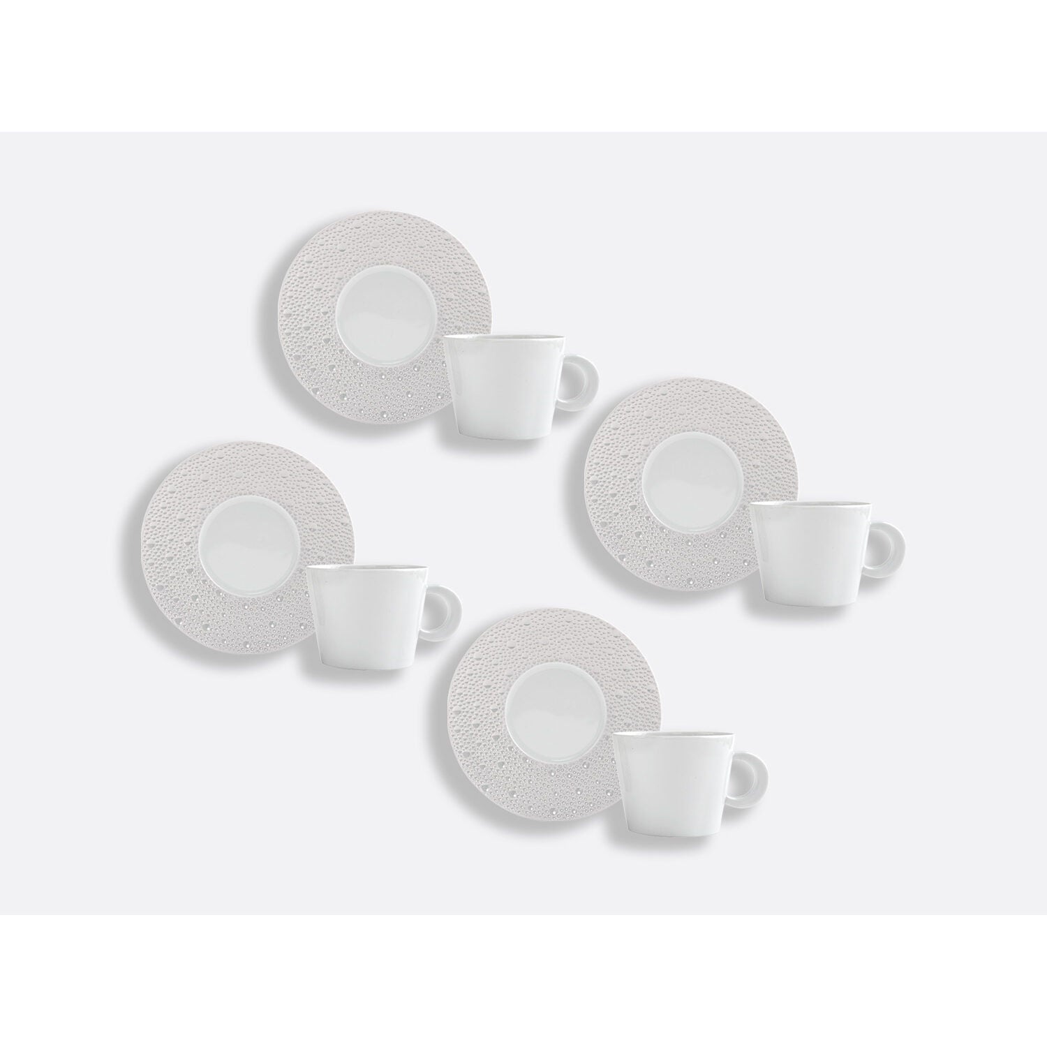 Bernardaud Set of tea cups and saucers 5.7 oz, Limoges porcelain, Écume Perle collection, detail view