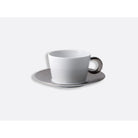 Bernardaud Breakfast cup and saucer 9 oz, Limoges porcelain, Ecume Platine collection, on a white background