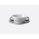 Bernardaud Cream cup and saucer, Limoges porcelain, Ecume Platine collection, on a white background
