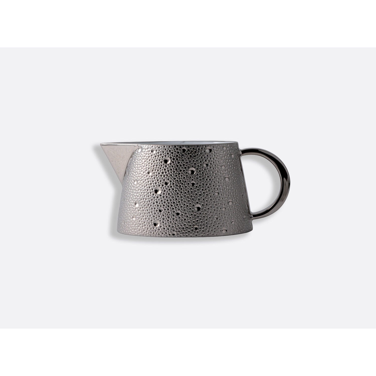 Bernardaud Gravy boat, Limoges porcelain, Ecume Platine collection, on a white background