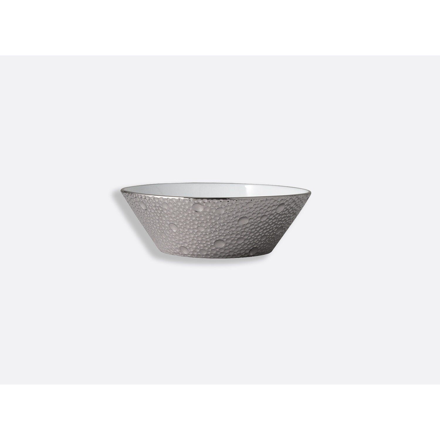 Bernardaud Macaron dish 5", Limoges porcelain, Ecume Platine collection, on a white background