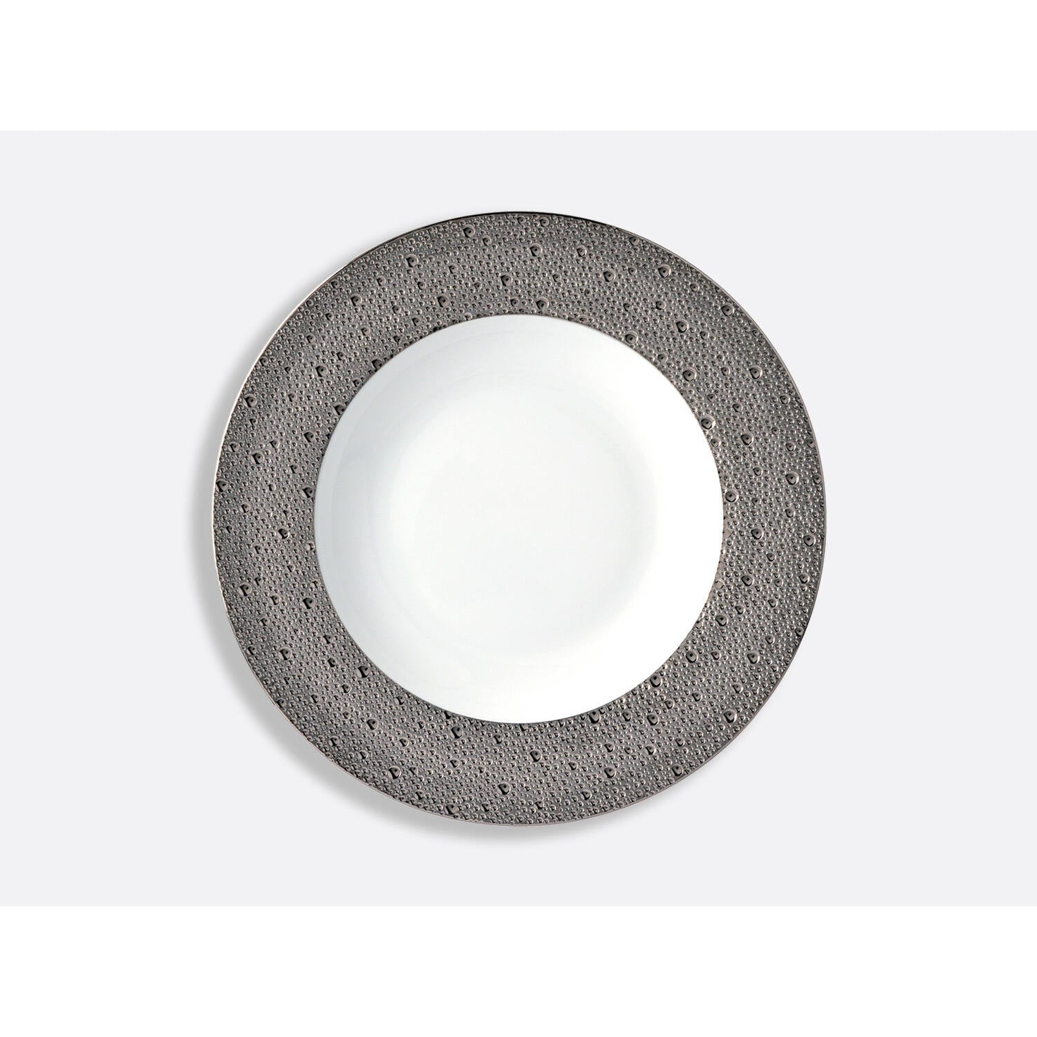 Bernardaud Rim soup 9", Limoges porcelain, Ecume Platine collection, on a white background