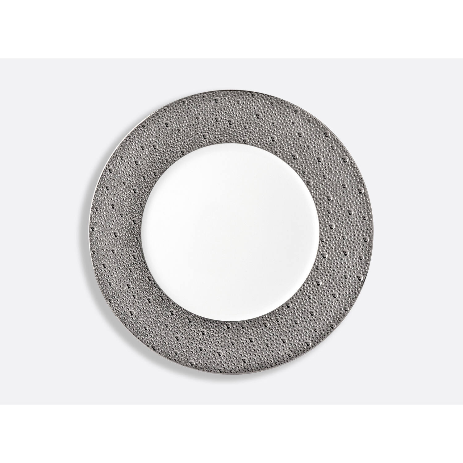Bernardaud Service plate 11.5 ", Limoges porcelain, Ecume Platine collection, on a white background