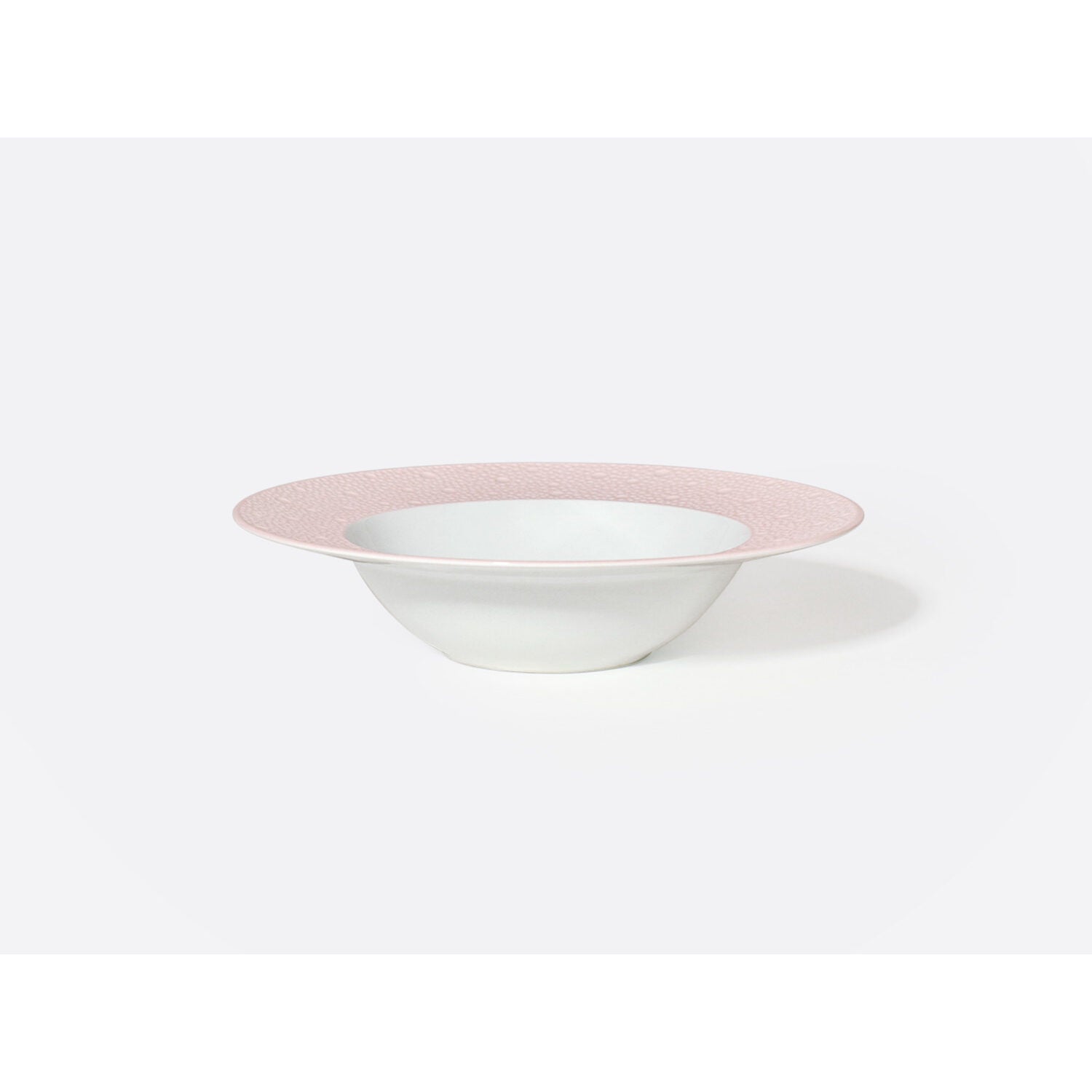 Bernardaud Rim soup 8.7", Limoges porcelain, Ecume Rose de Corée collection, detail view