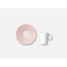 Bernardaud Set of espresso cups and saucers 2 oz, Limoges porcelain, Ecume Rose de Corée collection, on a white background