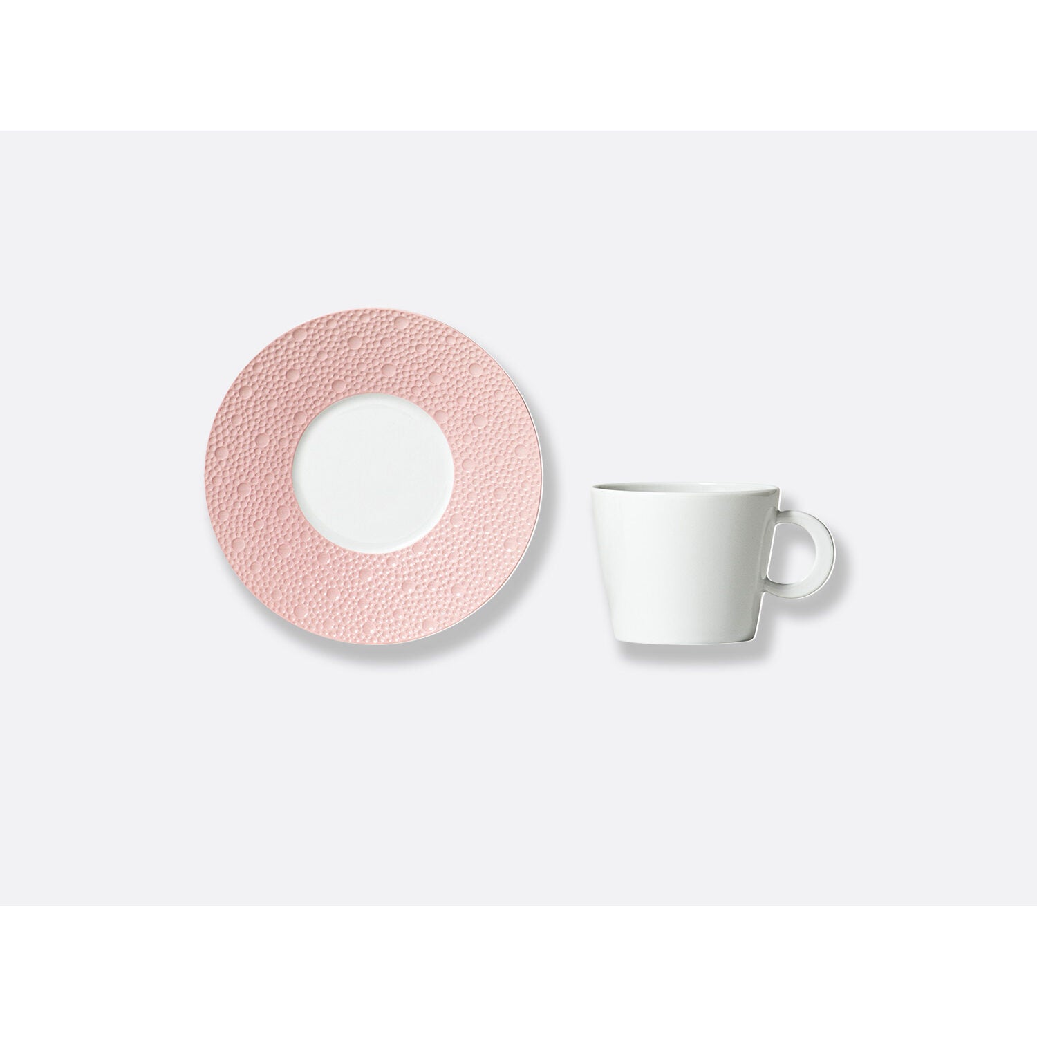 Bernardaud Set of tea cups and saucers 5.7 oz, Limoges porcelain, Ecume Rose de Corée collection, detail view