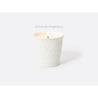 Bernardaud "Amande Angélique" refillable candle tumbler in engraved bisque porcelain 7 oz, Limoges porcelain, Home Fragrances collection, on a white background