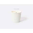 Bernardaud "Immortelle" refillable candle tumbler in engraved bisque porcelain 7 oz, Limoges porcelain, Home Fragrances collection, on a white background