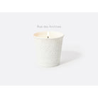 Bernardaud "Rue des Archives" refillable candle tumbler in engraved bisque porcelain 7 oz, Limoges porcelain, Home Fragrances collection, on a white background