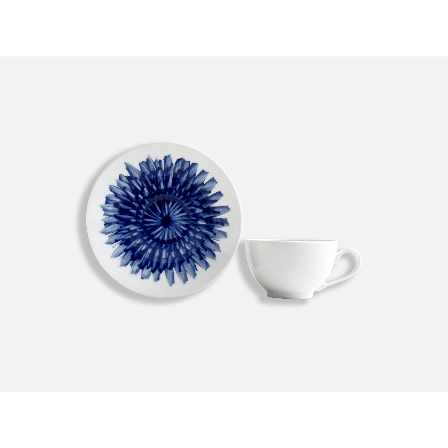 Bernardaud Tea cup and saucer 4.5 oz, Limoges porcelain, In Bloom collection, on a white background