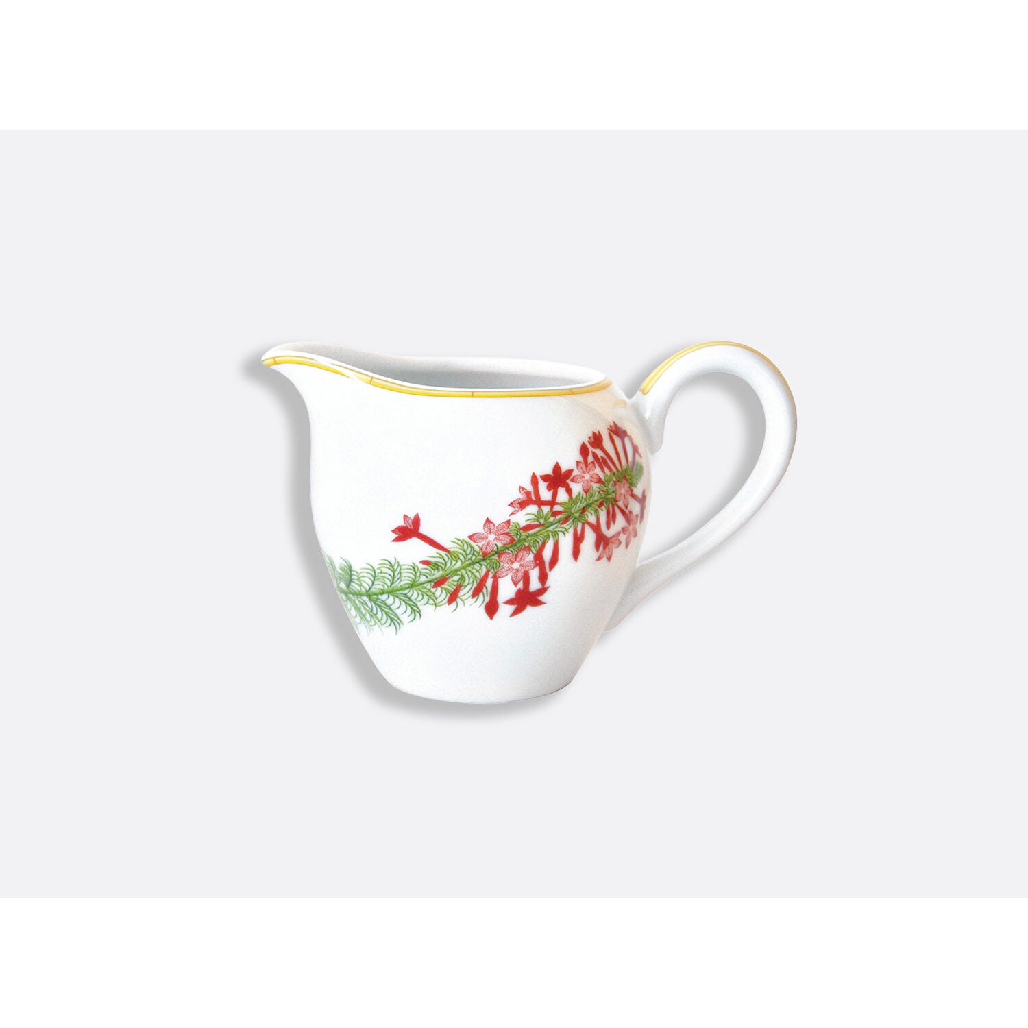 Bernardaud Creamer 12 cups 10 oz, Limoges porcelain, Jardin Indien collection, on a white background