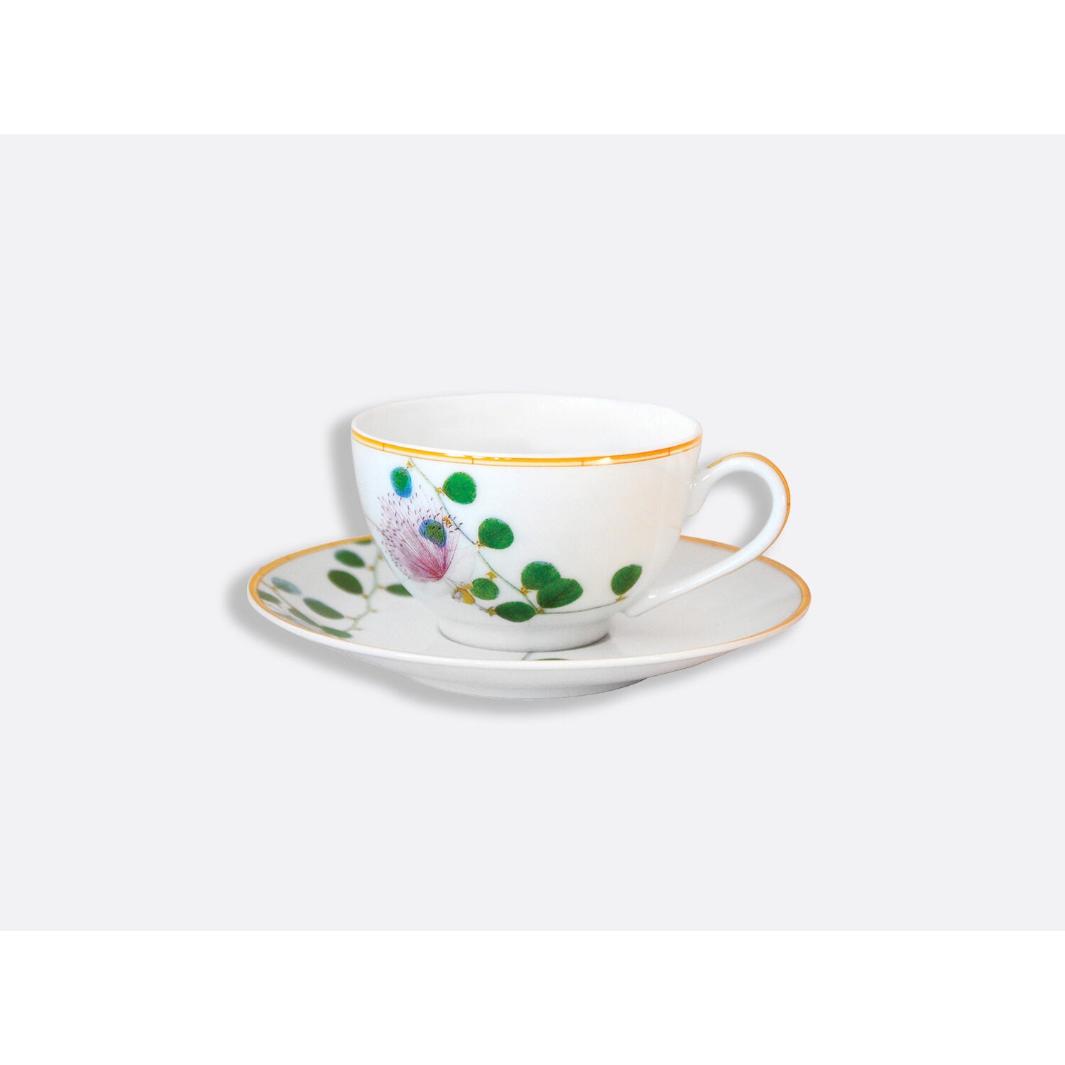 Bernardaud Tea cup and saucer 4.5 oz, Limoges porcelain, Jardin Indien collection, detail view