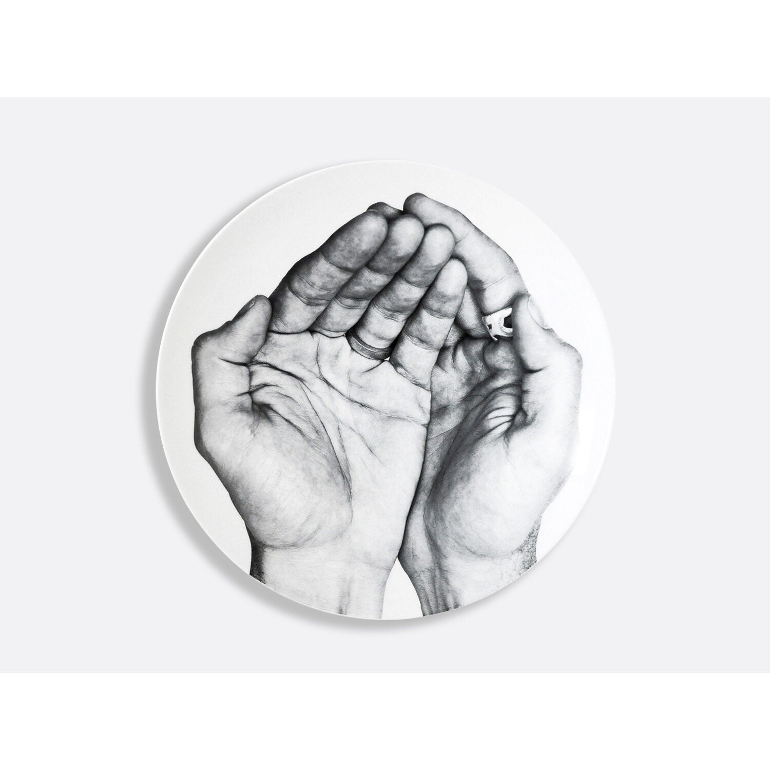 Bernardaud Gift box set of 6 assorted dinner plates 10.6", Limoges porcelain, Je Te Mangerais Dans la Main - Prune Nourry et JR collection, detail view