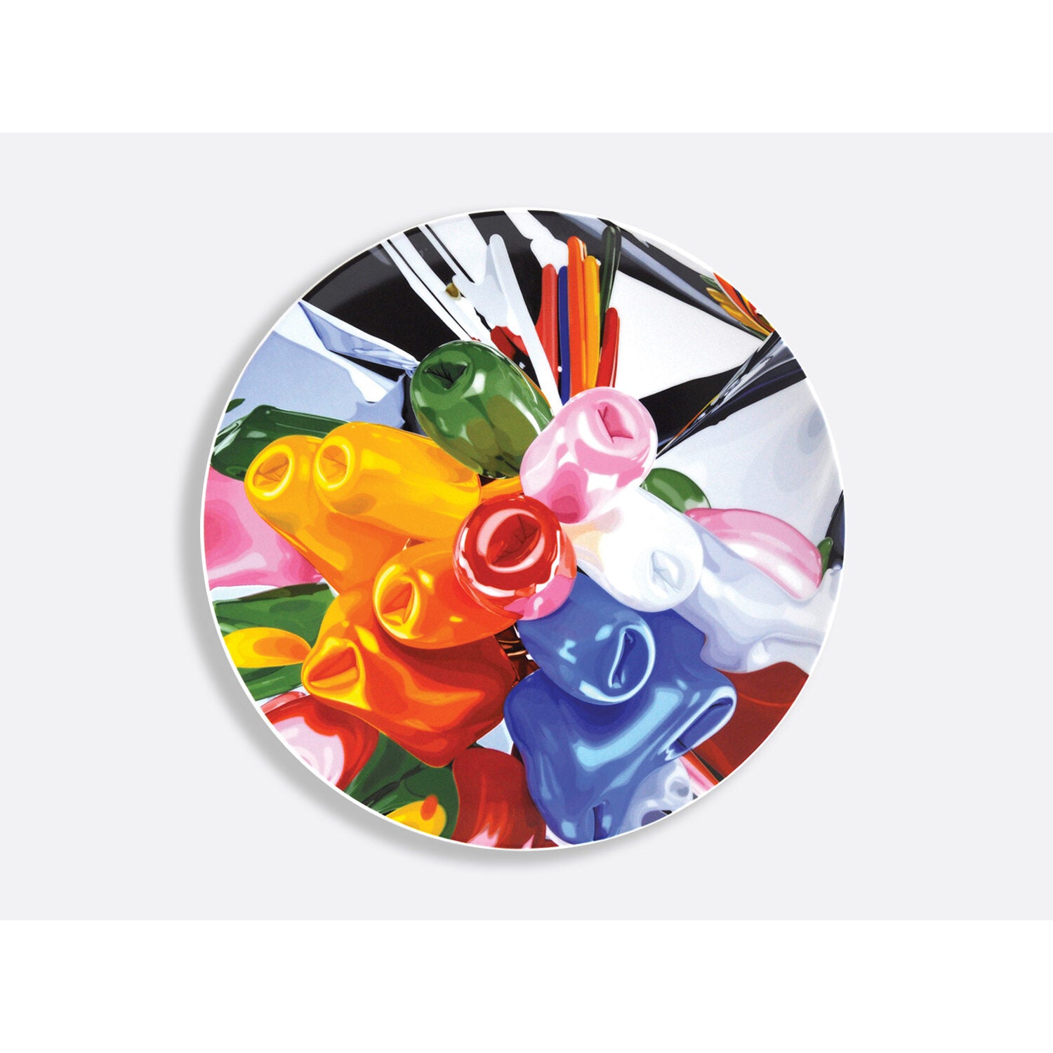 Bernardaud Set of 6 assorted coupe plates 12.2", Limoges porcelain, Jeff Koons collection, detail view