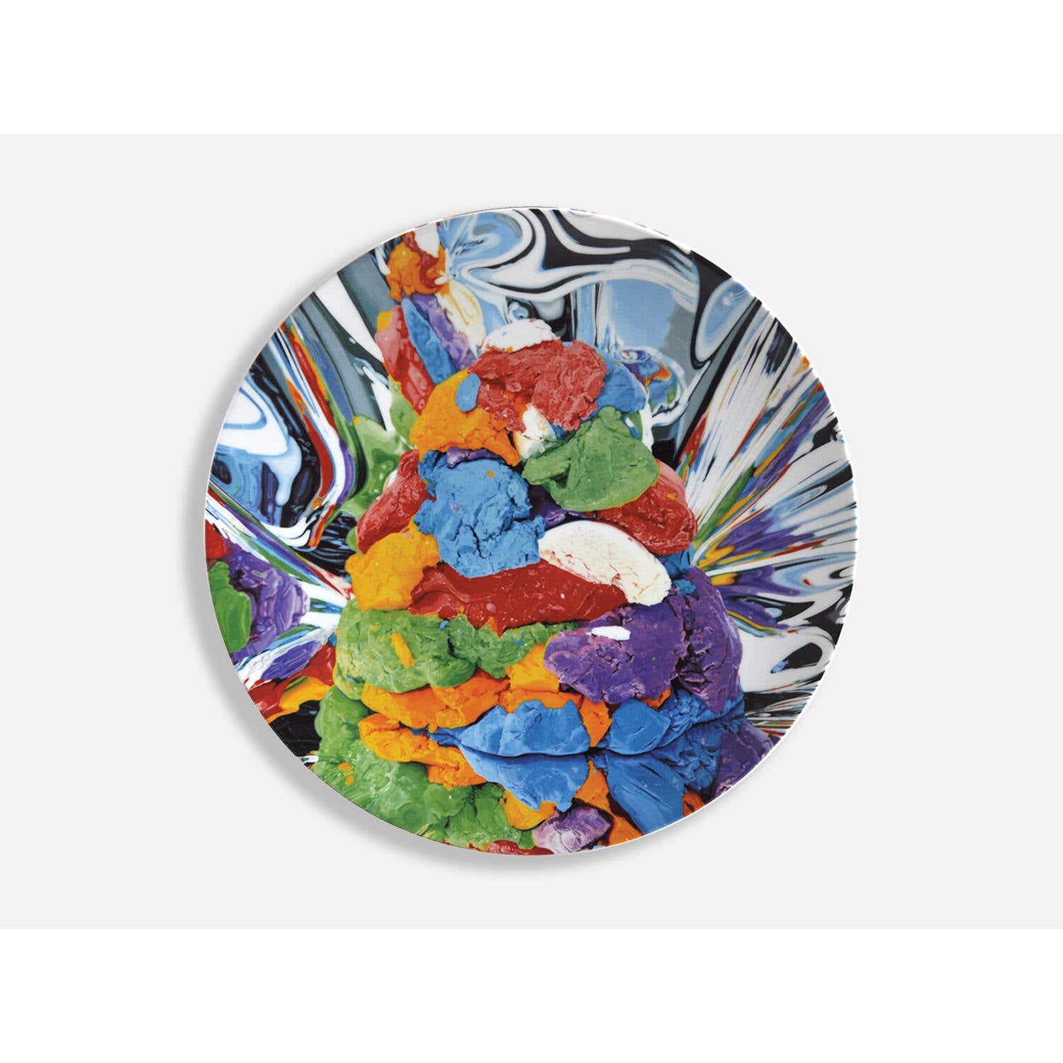 Bernardaud Set of 6 assorted coupe plates 12.2", Limoges porcelain, Jeff Koons collection, detail view