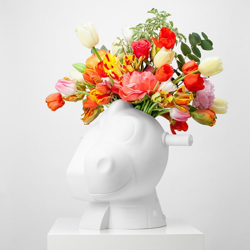 Bernardaud Split-rocker vase H.13.7", Limoges porcelain, Jeff Koons collection, detail view