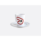 Bernardaud Set of 2 assorted cups and saucers 2.4 oz, Limoges porcelain, Joan Miró collection, detail view
