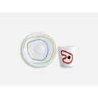 Bernardaud Set of 2 assorted cups and saucers 2.4 oz, Limoges porcelain, Joan Miró collection, detail view
