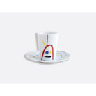 Bernardaud Set of 2 assorted cups and saucers 2.4 oz, Limoges porcelain, Joan Miró collection, detail view