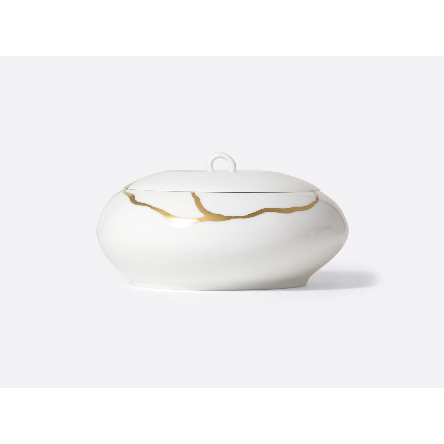 Bernardaud Caviar set (consisting of 1 dish, 1 spoon and holder), Limoges porcelain, Kintsugi - Sarkis collection, detail view