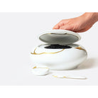 Bernardaud Caviar set (consisting of 1 dish, 1 spoon and holder), Limoges porcelain, Kintsugi - Sarkis collection, on a white background