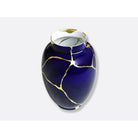 Bernardaud Cobalt blue large vase H. 22.4", Limoges porcelain, Kintsugi - Sarkis collection, detail view