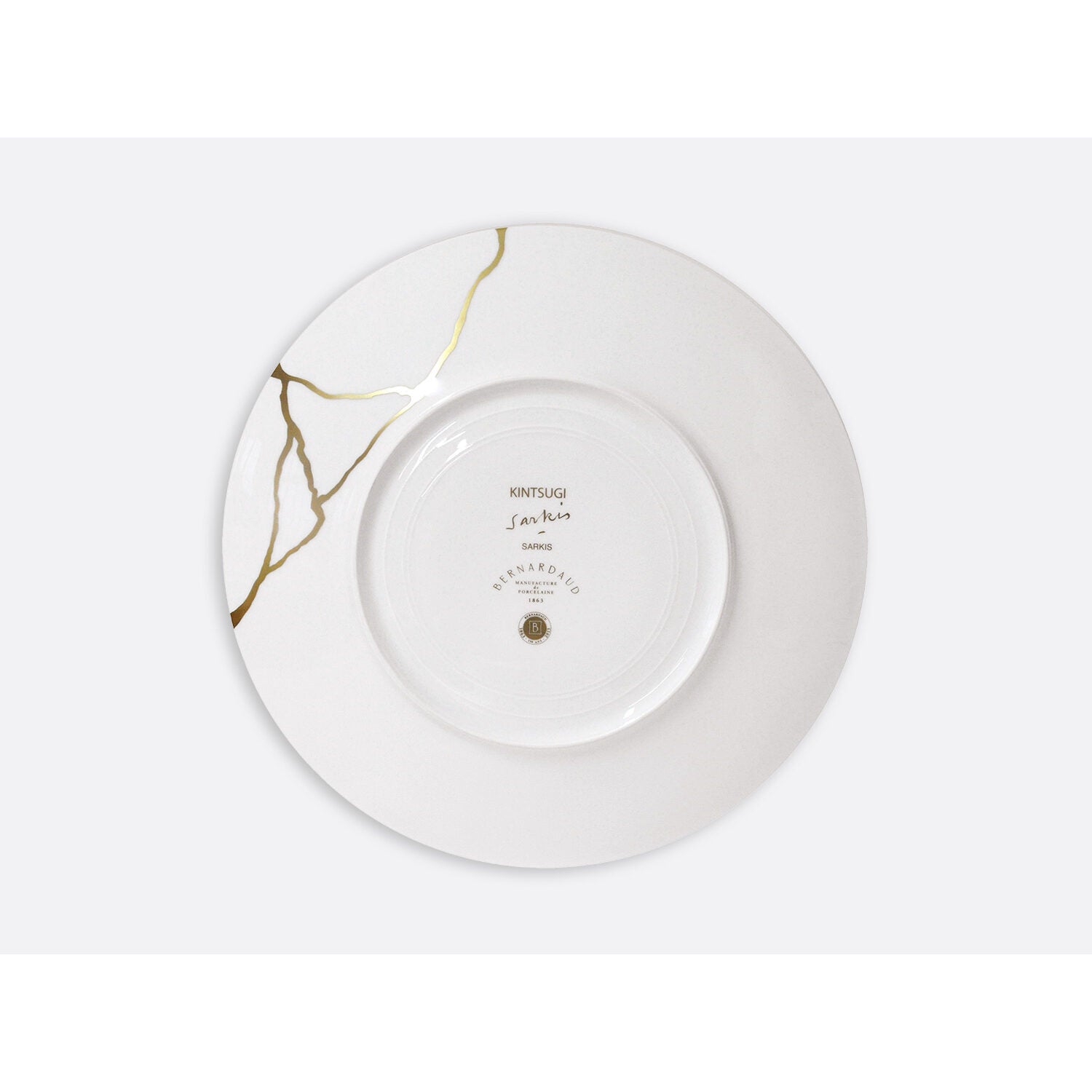 Bernardaud Coupe dinner plate 10.6", Limoges porcelain, Kintsugi - Sarkis collection, detail view