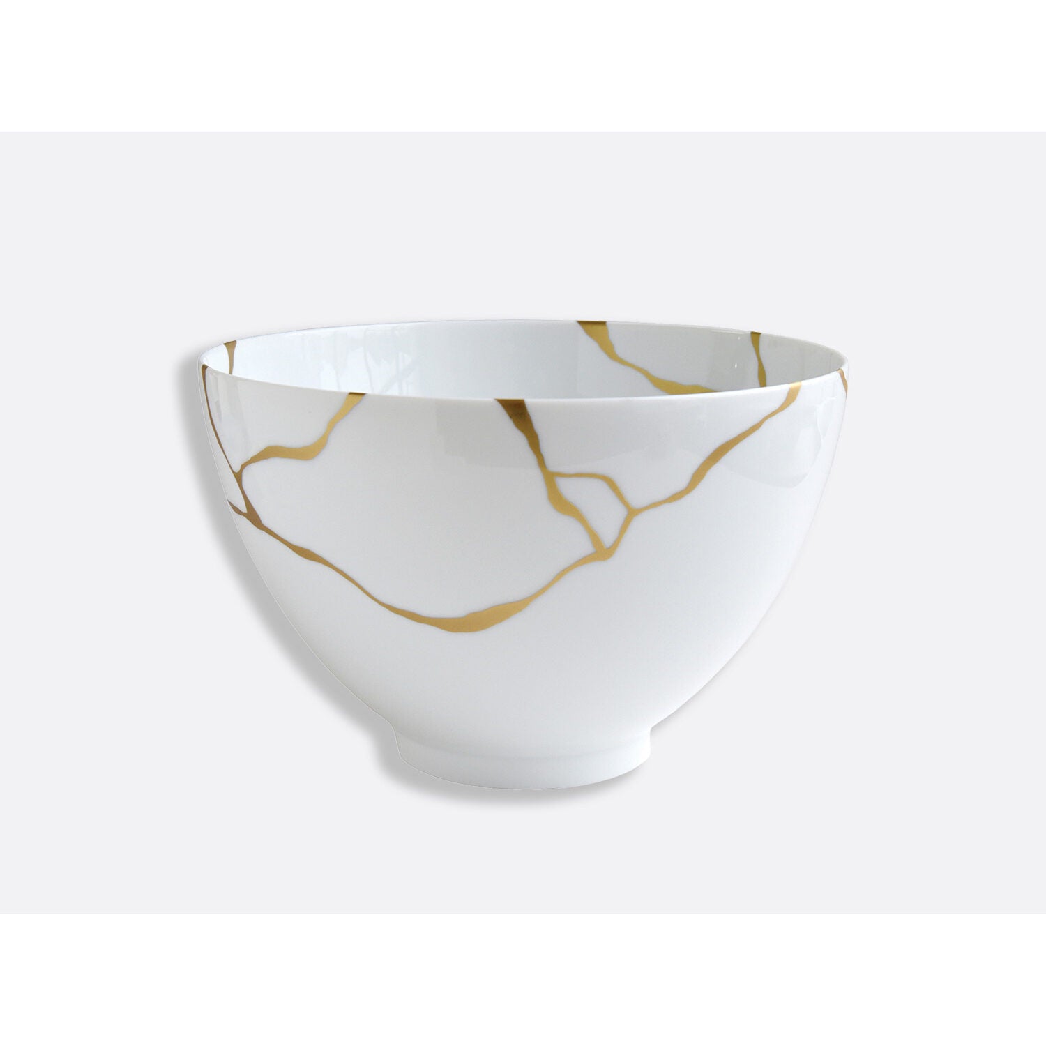 Bernardaud Deep salad bowl 140 oz 10.5", Limoges porcelain, Kintsugi - Sarkis collection, on a white background