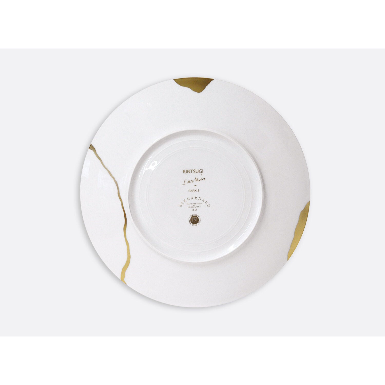 Bernardaud Gift box set of 12 dinner plates (serie 1 et serie 2), Limoges porcelain, Kintsugi - Sarkis collection, detail view