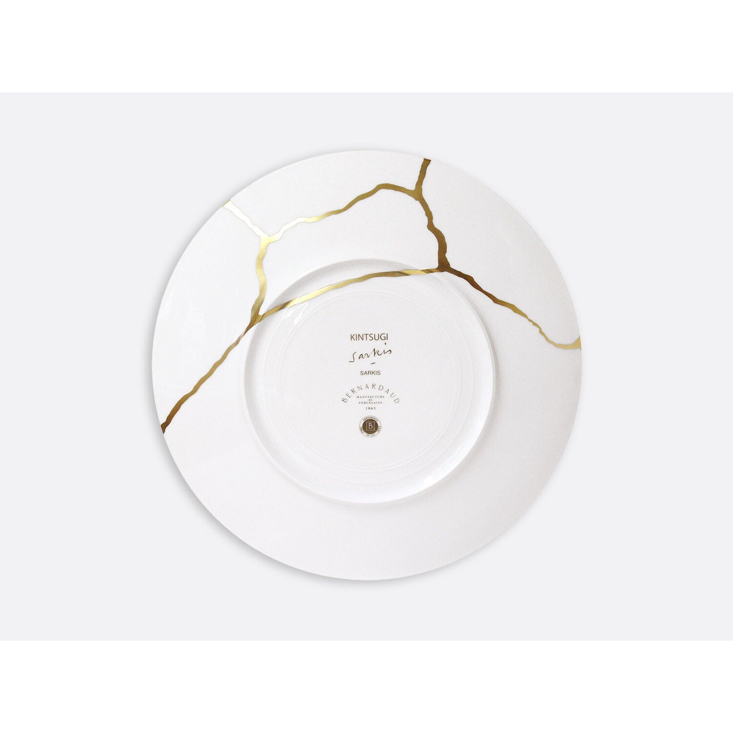 Bernardaud Gift box set of 12 dinner plates (serie 1 et serie 2), Limoges porcelain, Kintsugi - Sarkis collection, detail view