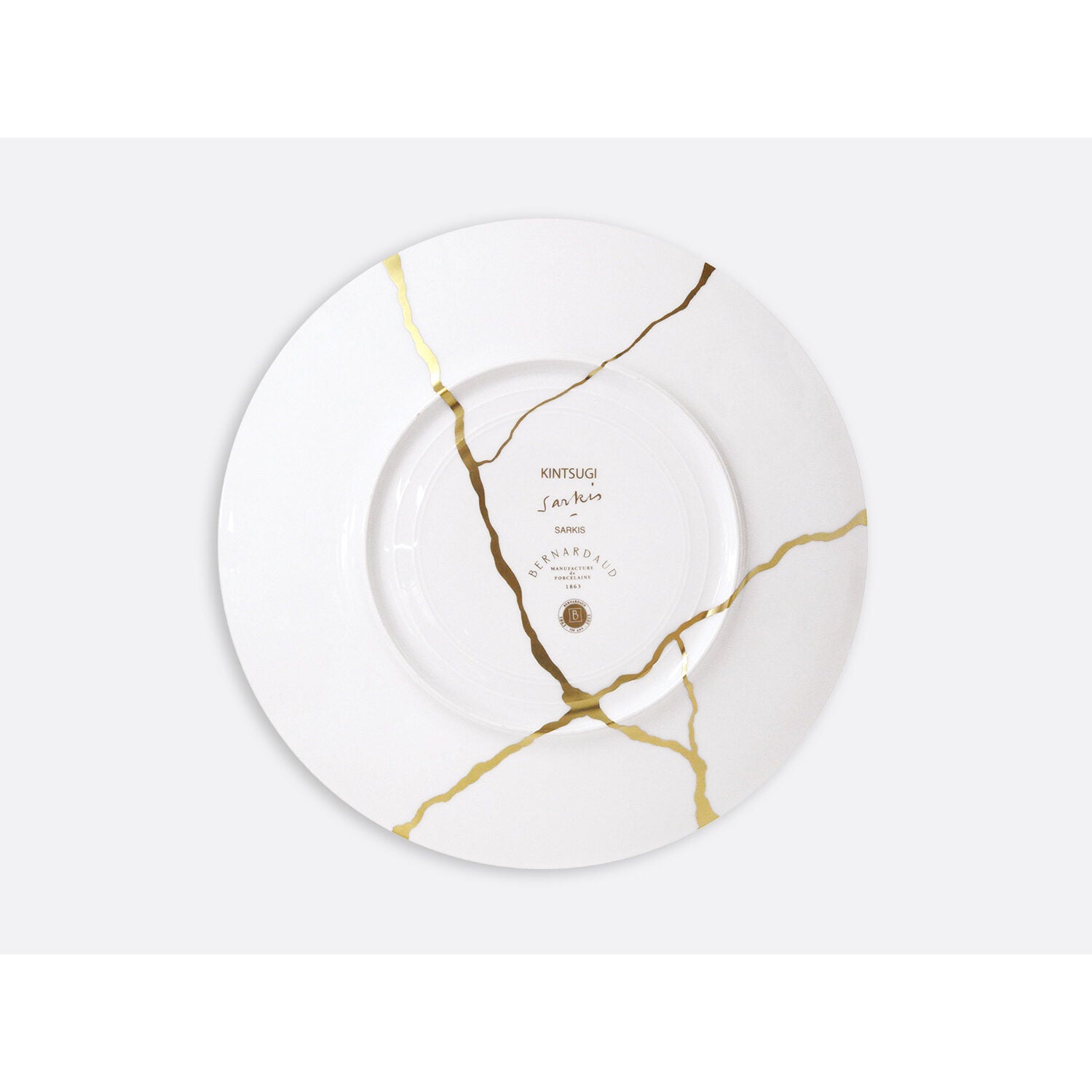 Bernardaud Gift box set of 12 dinner plates (serie 1 et serie 2), Limoges porcelain, Kintsugi - Sarkis collection, detail view
