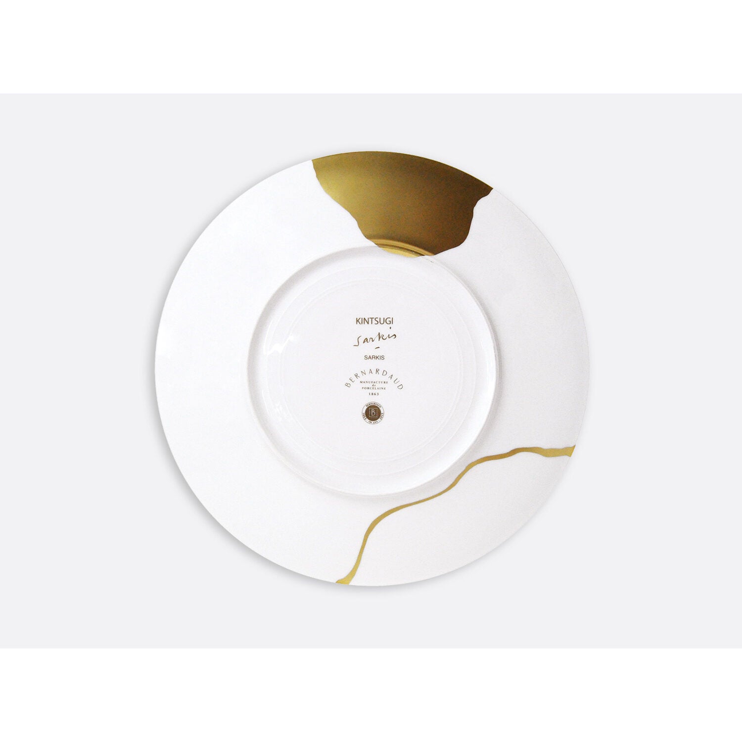Bernardaud Gift box set of 12 dinner plates (serie 1 et serie 2), Limoges porcelain, Kintsugi - Sarkis collection, detail view