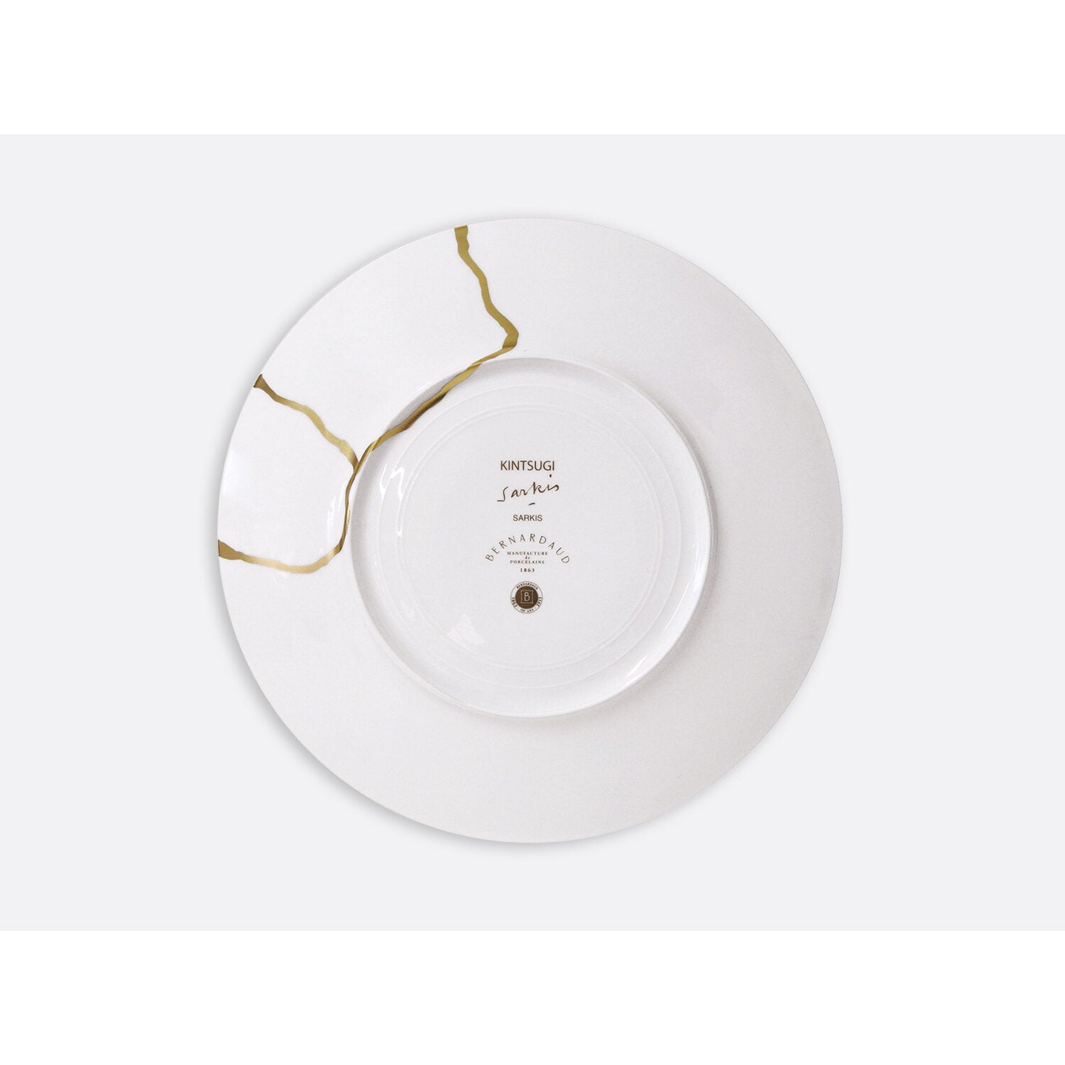 Bernardaud Gift box set of 12 dinner plates (serie 1 et serie 2), Limoges porcelain, Kintsugi - Sarkis collection, detail view