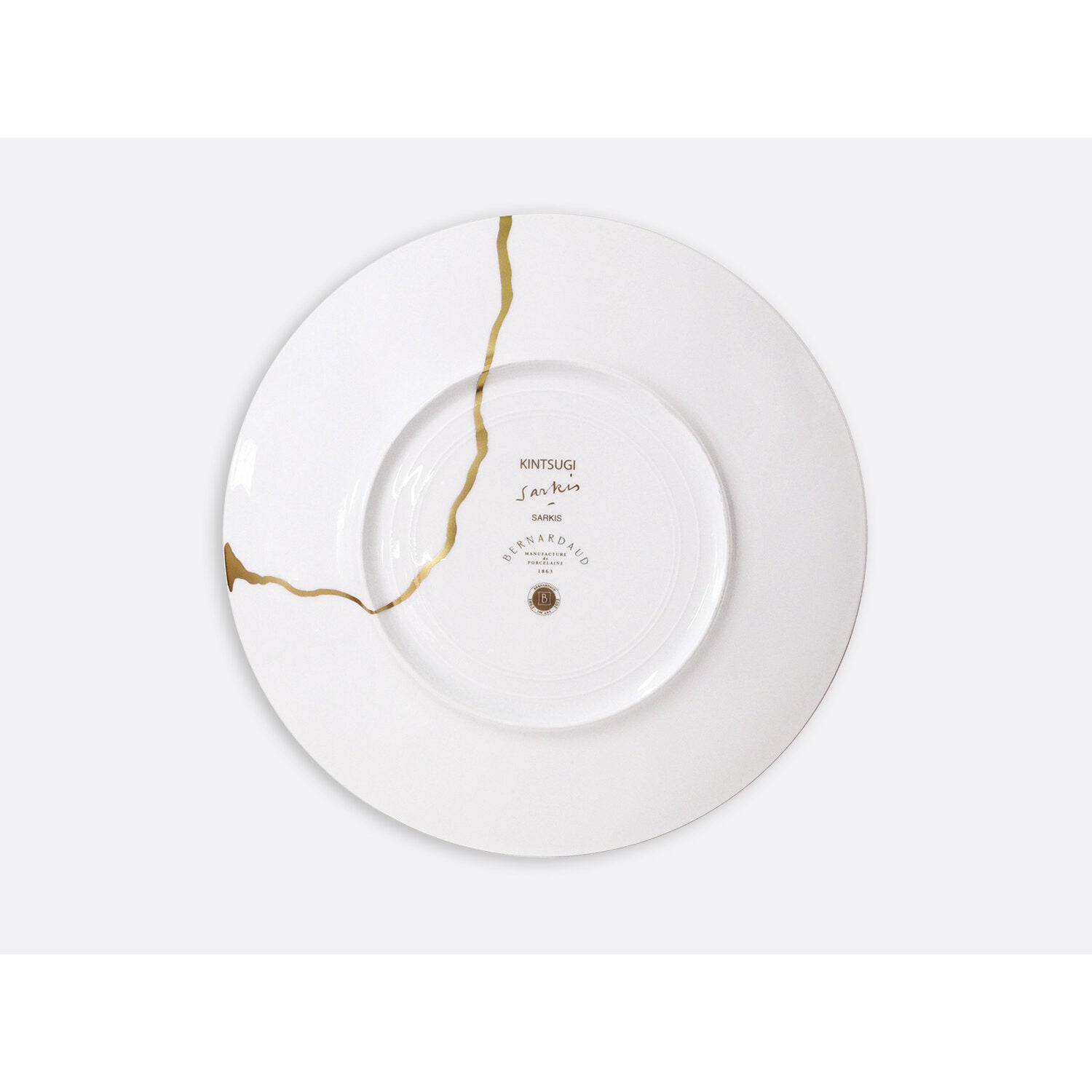 Bernardaud Gift box set of 12 dinner plates (serie 1 et serie 2), Limoges porcelain, Kintsugi - Sarkis collection, detail view