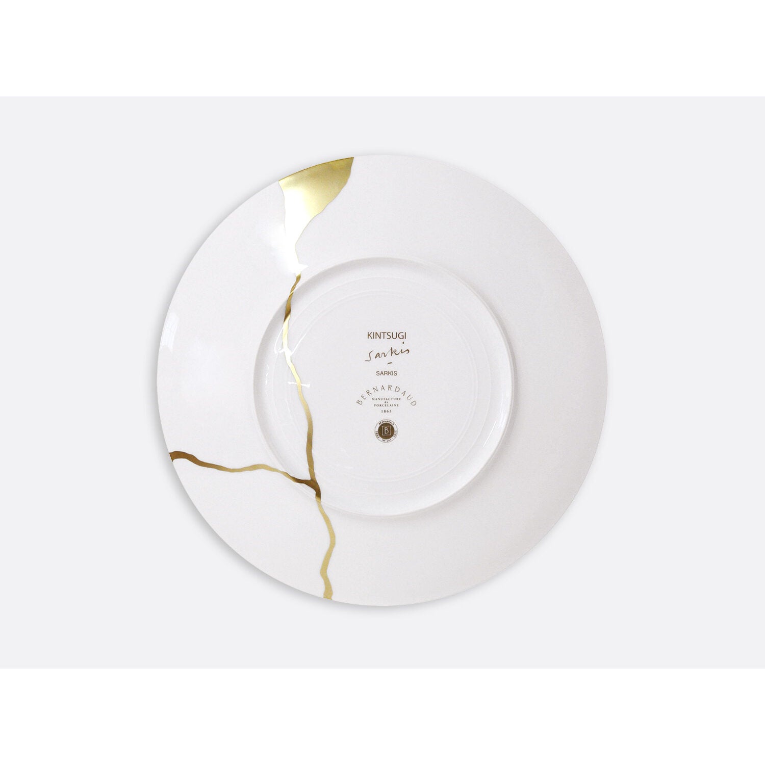 Bernardaud Gift box set of 12 dinner plates (serie 1 et serie 2), Limoges porcelain, Kintsugi - Sarkis collection, detail view