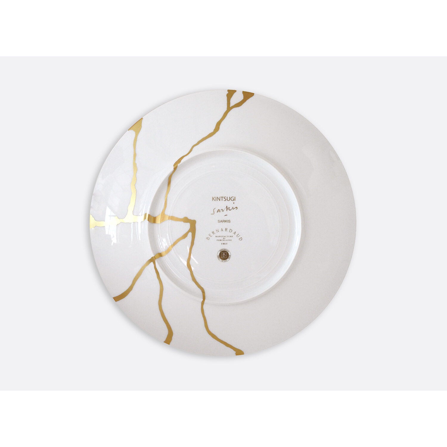 Bernardaud Gift box set of 12 dinner plates (serie 1 et serie 2), Limoges porcelain, Kintsugi - Sarkis collection, detail view
