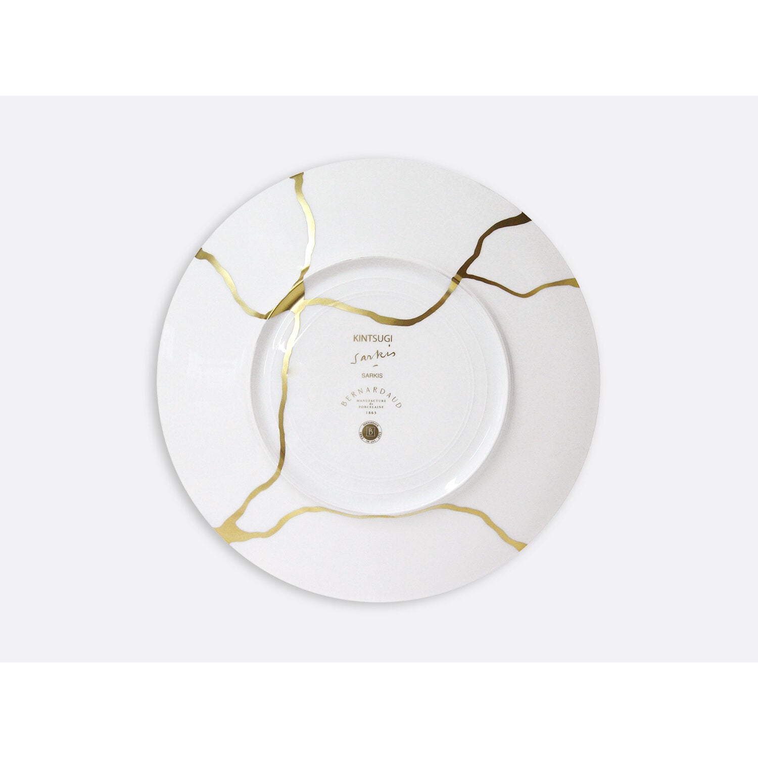 Bernardaud Gift box set of 12 dinner plates (serie 1 et serie 2), Limoges porcelain, Kintsugi - Sarkis collection, detail view
