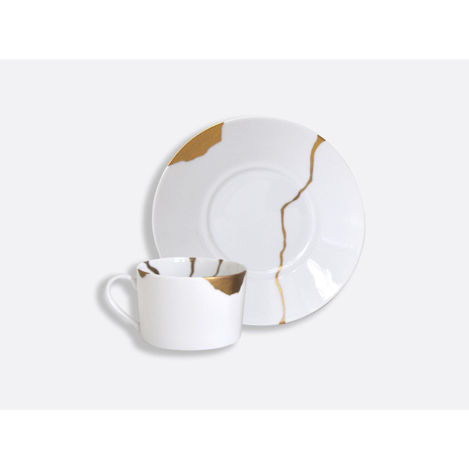Bernardaud Gift boxed set of 2 assorted breakfast cups and saucers 8.5 oz, Limoges porcelain, Kintsugi - Sarkis JP collection, detail view