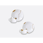 Bernardaud Gift boxed set of 2 assorted breakfast cups and saucers 8.5 oz, Limoges porcelain, Kintsugi - Sarkis JP collection, on a white background