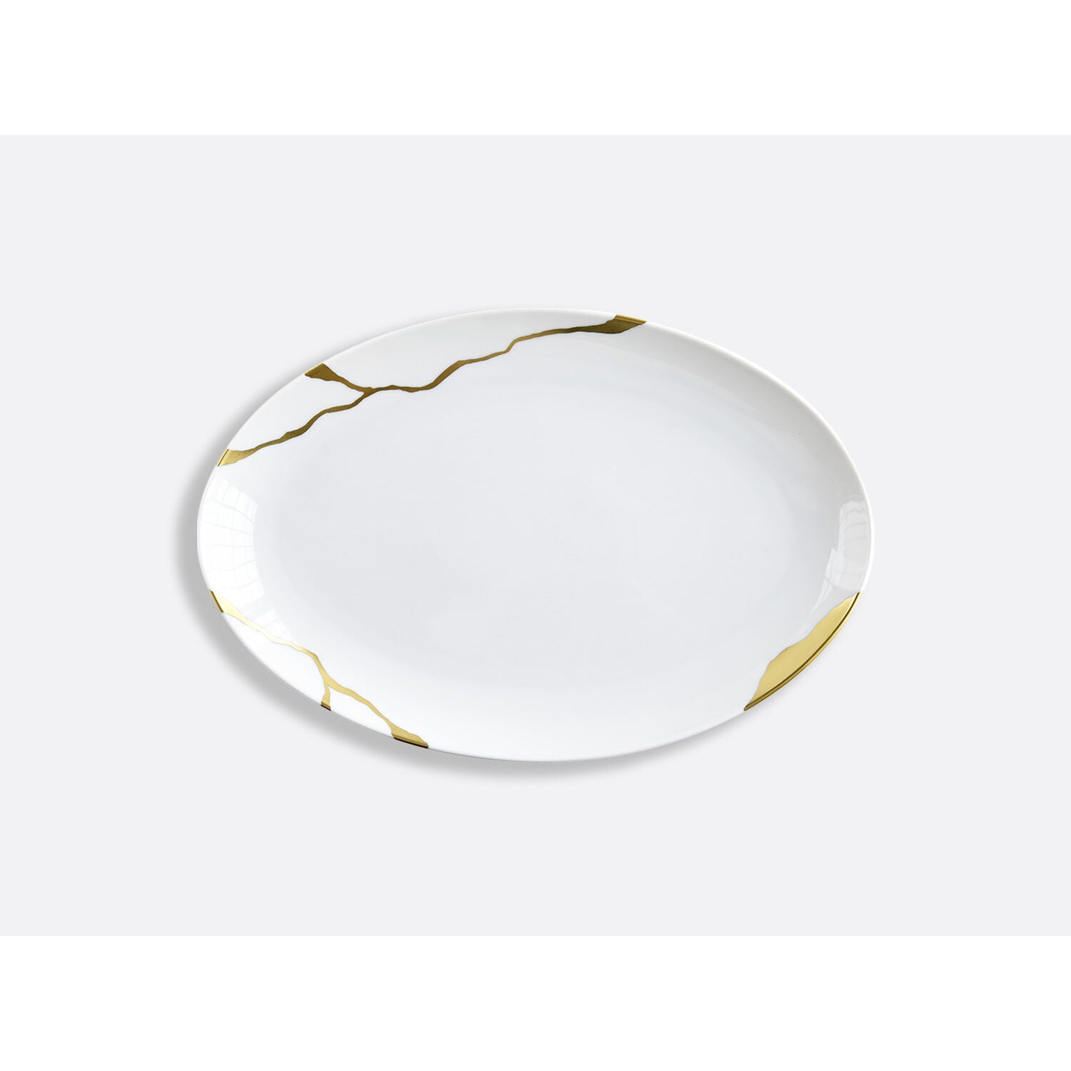 Bernardaud Oval platter 13", Limoges porcelain, Kintsugi - Sarkis collection, on a white background